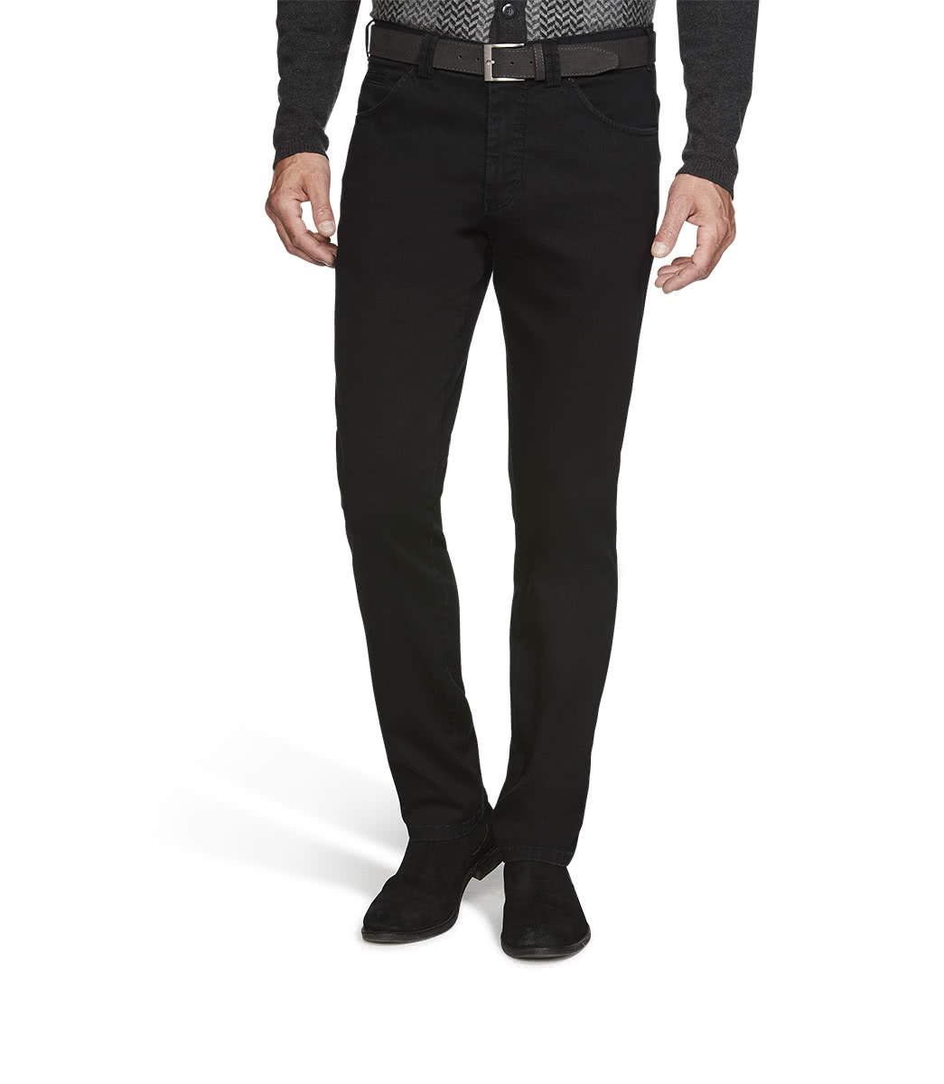 Svart (black-black) jeanshybrid i denim, modern passform och Super-Stretch (Meyer / Dublin) (finns i strl 50)