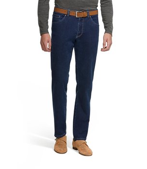 Blå (blue Stone) stentvättad jeanshybrid i denim, modern passform och Super-Stretch (Meyer / Dublin)