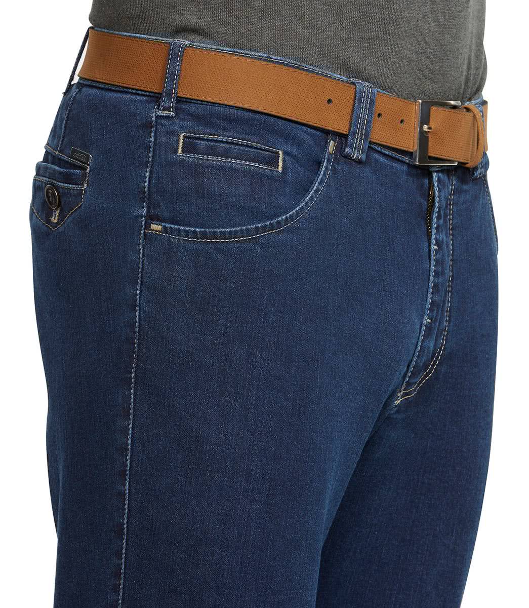 Blå (blue Stone) stentvättad jeanshybrid i denim, modern passform och Super-Stretch (Meyer / Dublin) - 3