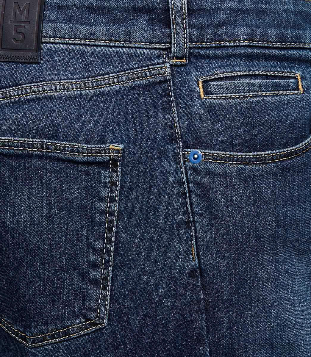 Blå (stone blue) stentvättade jeans i Stretch och normal passform (Meyer / M5) - 5