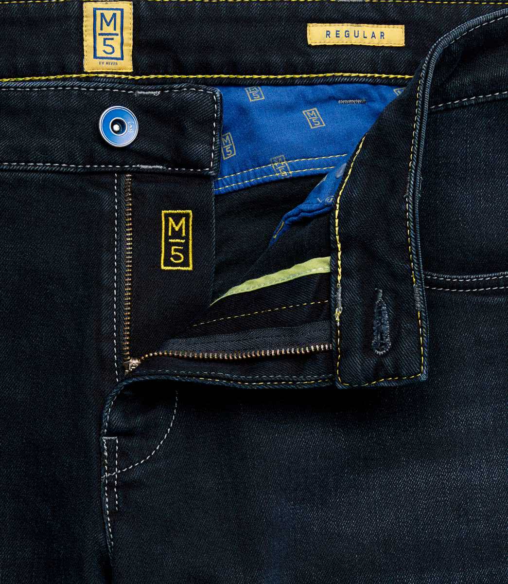 Blå (blue-blue) jeans utan tvätt i Stretch och normal passform (Meyer / M5) - 4