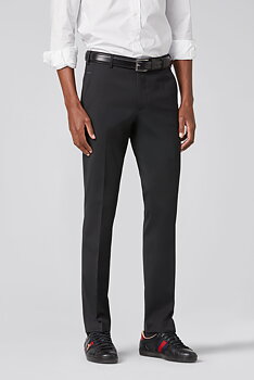 Svart (black) maskintvättbara ullbyxor i Teflon Twill och modern passform (Meyer / Bonn)