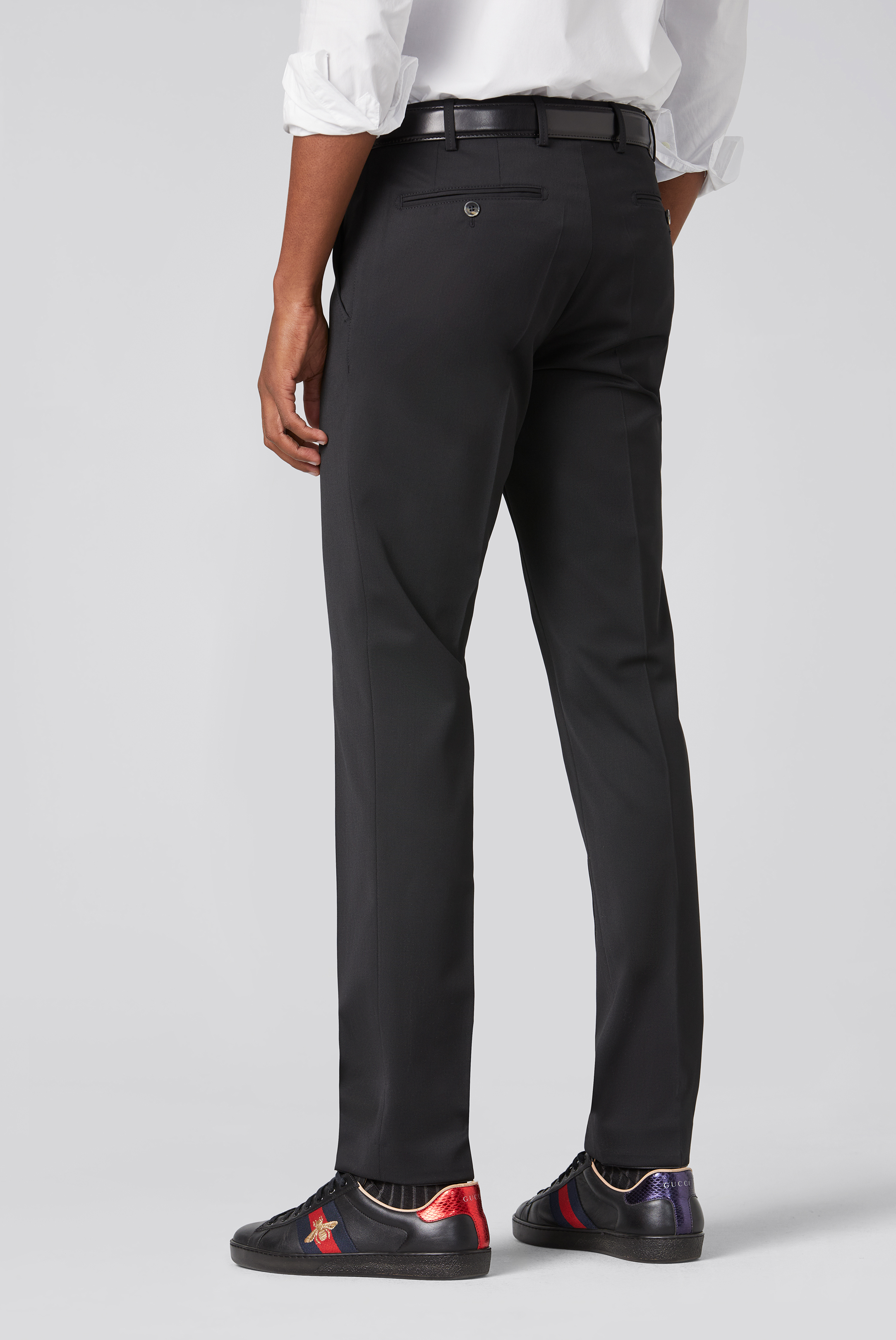 Svart (black) maskintvättbara ullbyxor i Teflon Twill och modern passform (Meyer / Bonn) - 2