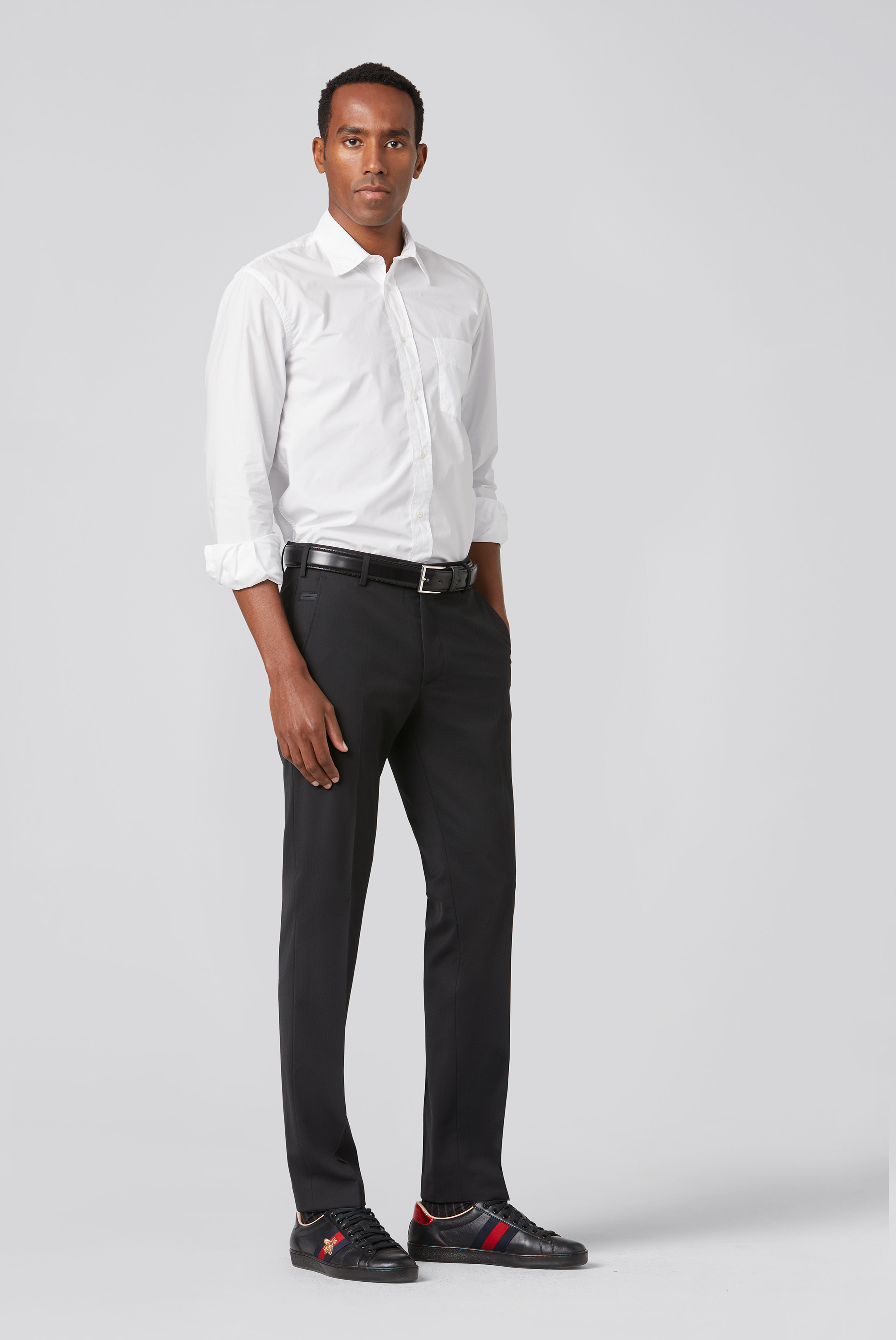 Svart (black) maskintvättbara ullbyxor i Teflon Twill och modern passform (Meyer / Bonn) - 3