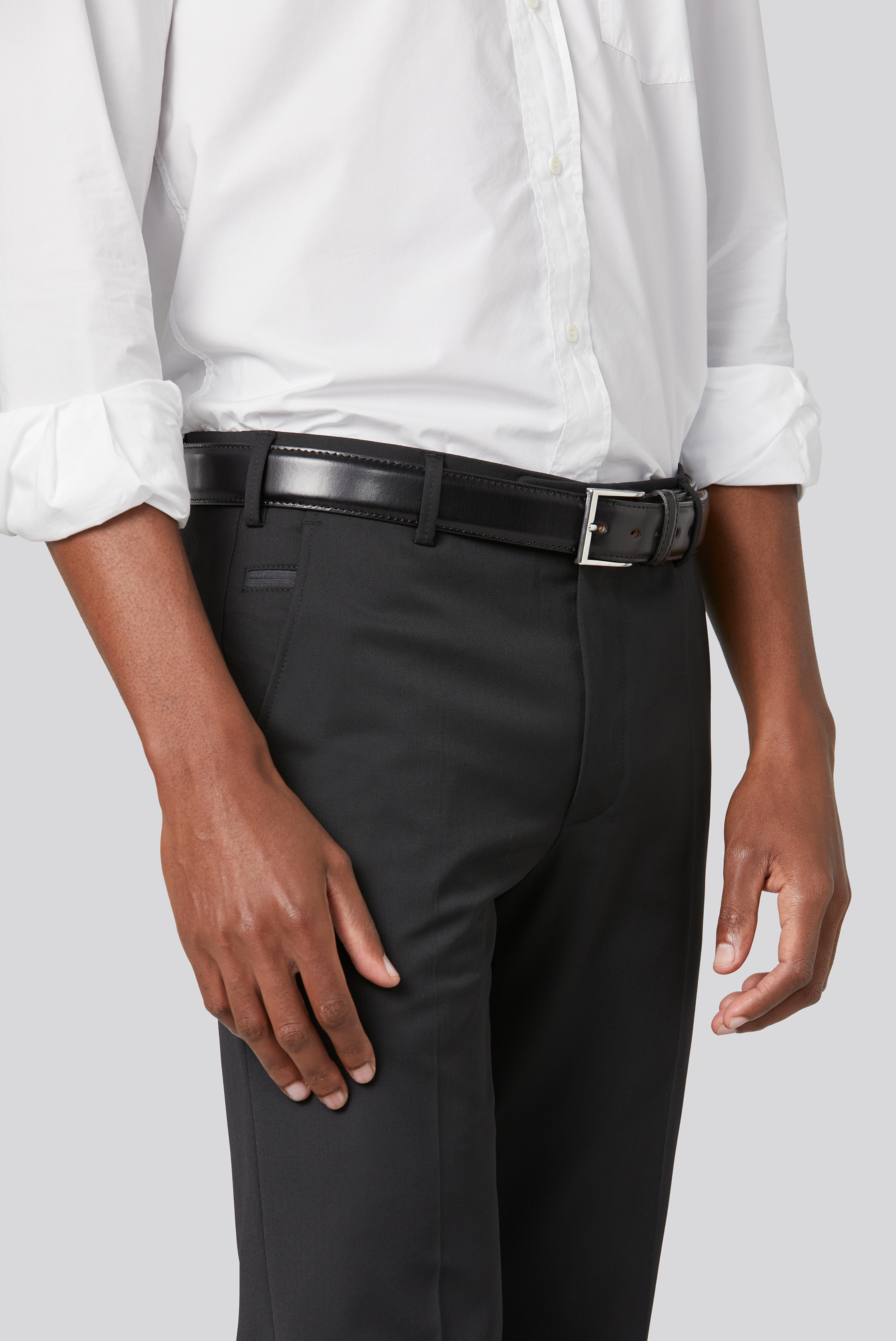 Svart (black) maskintvättbara ullbyxor i Teflon Twill och modern passform (Meyer / Bonn) - 4