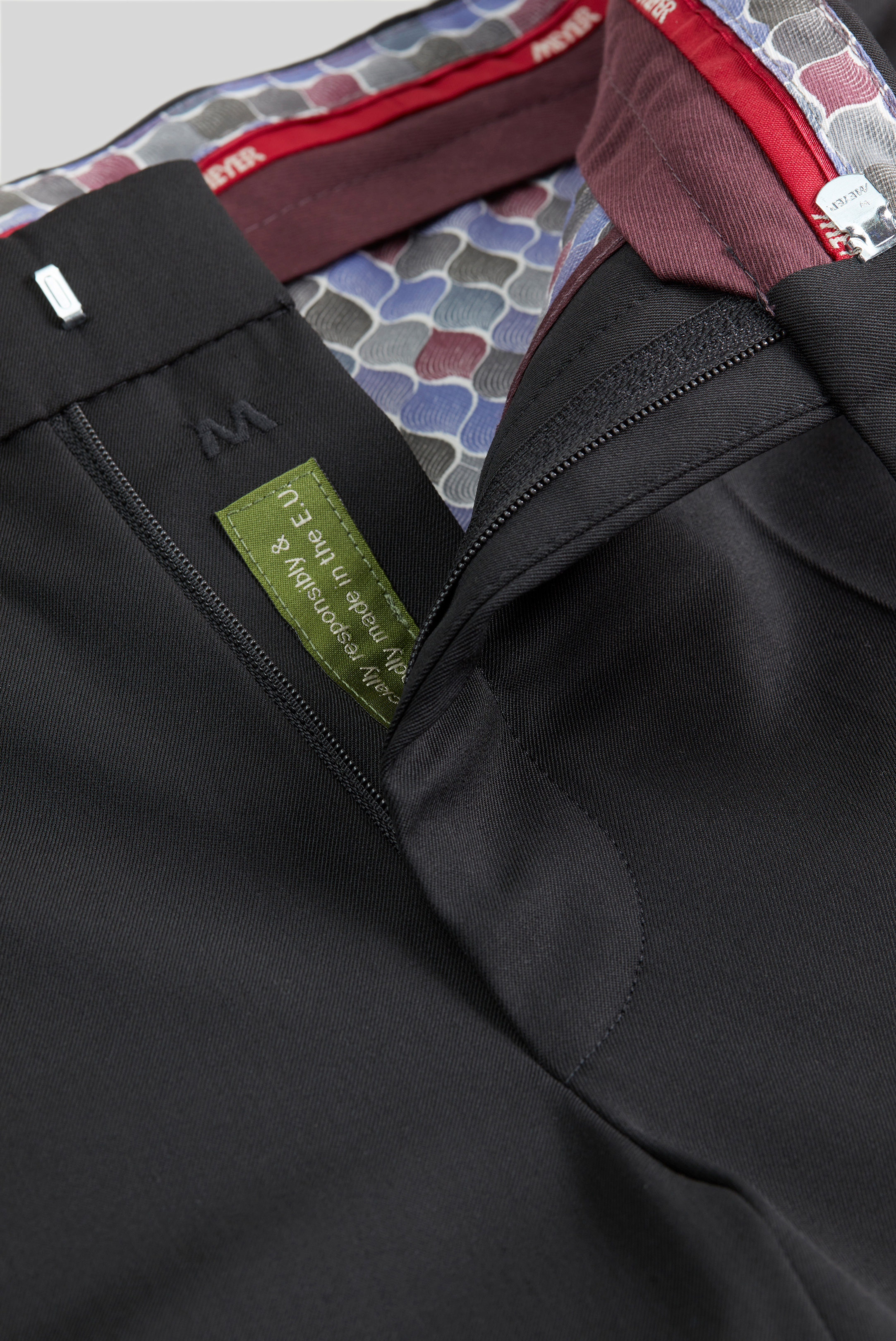 Svart (black) maskintvättbara ullbyxor i Teflon Twill och modern passform (Meyer / Bonn) - 5