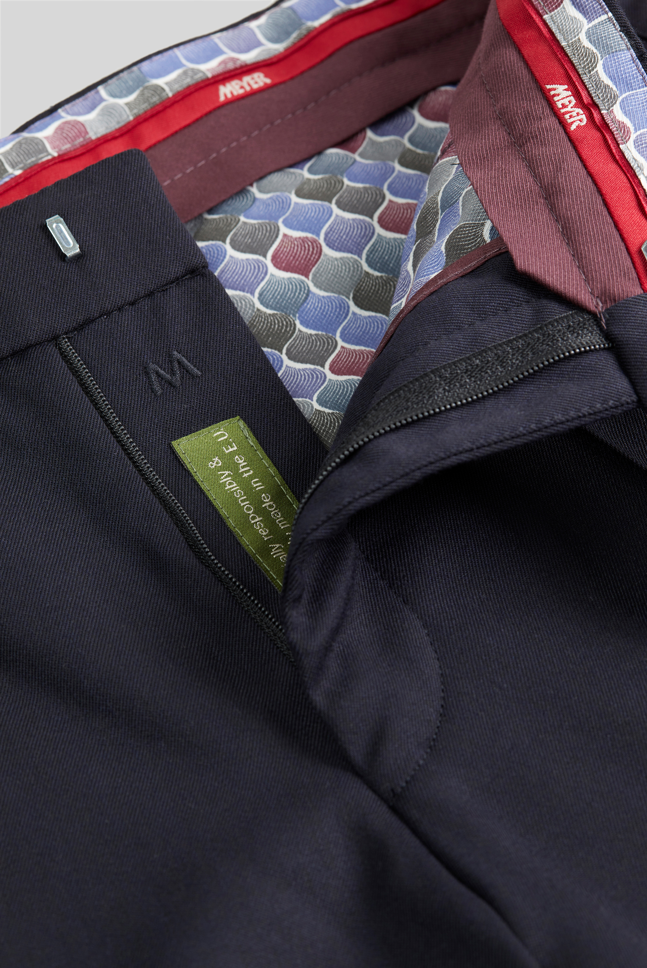 Blå (navy) maskintvättbara ullbyxor i Teflon Twill och modern passform (Meyer / Bonn) - 5