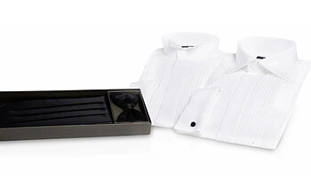 Smokingpaket - skjorta med normal eller snibbkrage, svart fluga och cumberband (fr Bosweel)