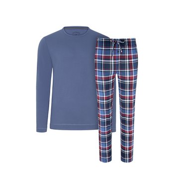 Pyjamas med lång ärm/benlängd, trikå & poplin, blå (Jockey)