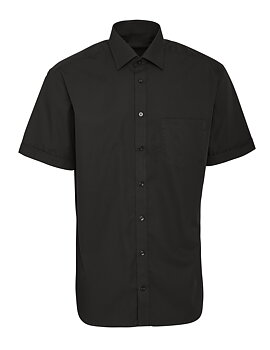 Svart kortärmad skjorta i Poplin, Non Iron och Regular fit (Bosweel)