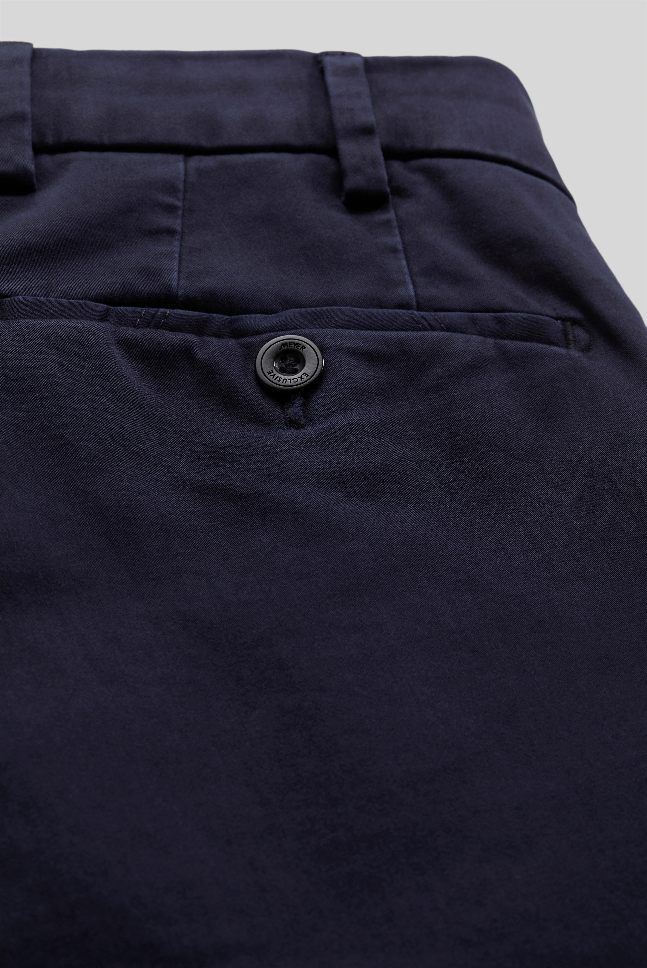 Blå (navy) chinos i Pima Satin och smal passform (Meyer / Tokyo) - 6