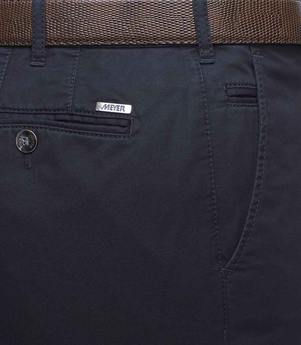 Blå (navy) chinos i färgäkta bomull och modern passform (Meyer / Bonn) - 5