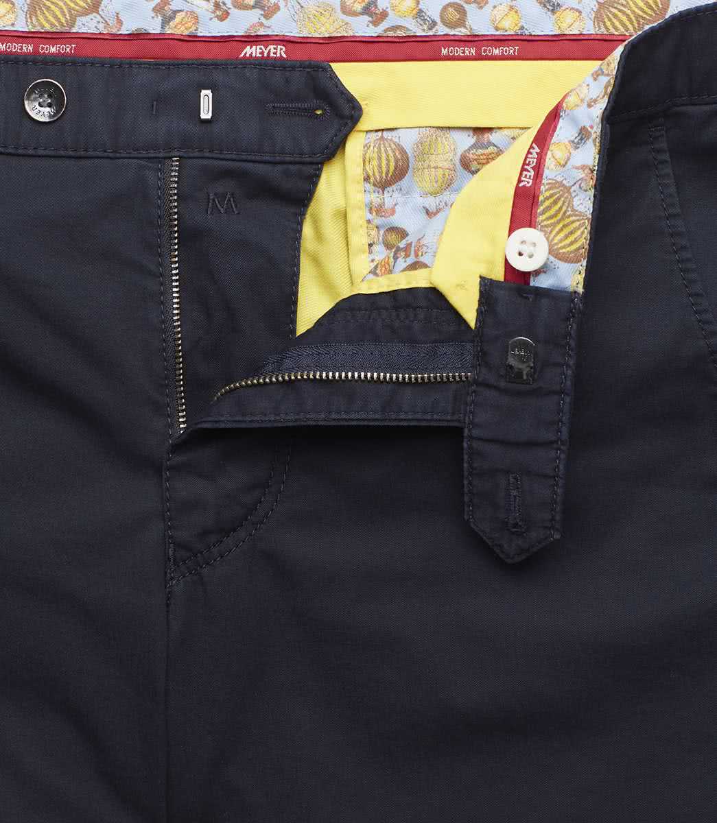 Blå (navy) chinos i färgäkta bomull och modern passform (Meyer / Bonn) - 4