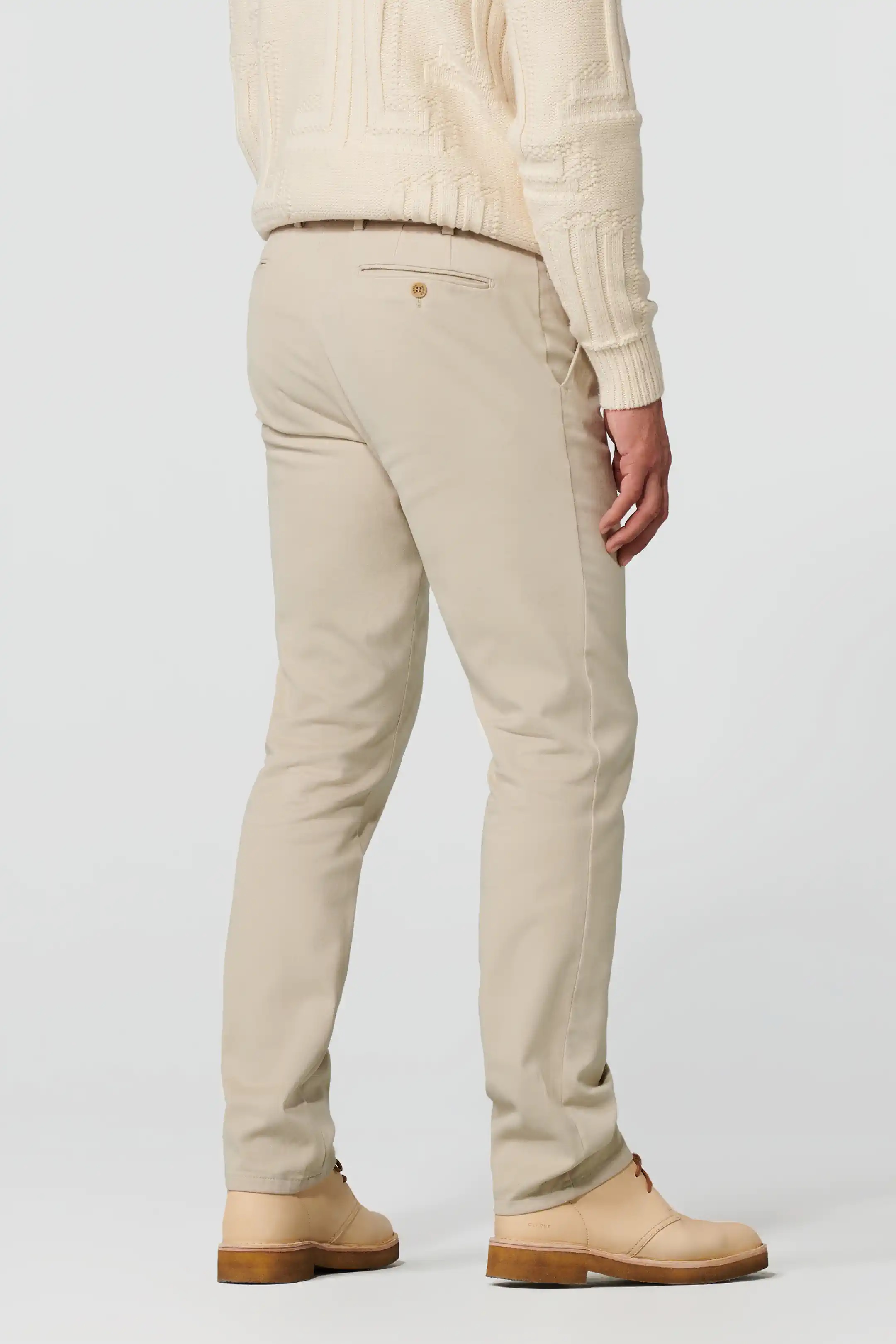 Beige (alabaster) chinos i Luxury Twill, och modern passform (Meyer / Bonn) (finns i strl 25) - 2