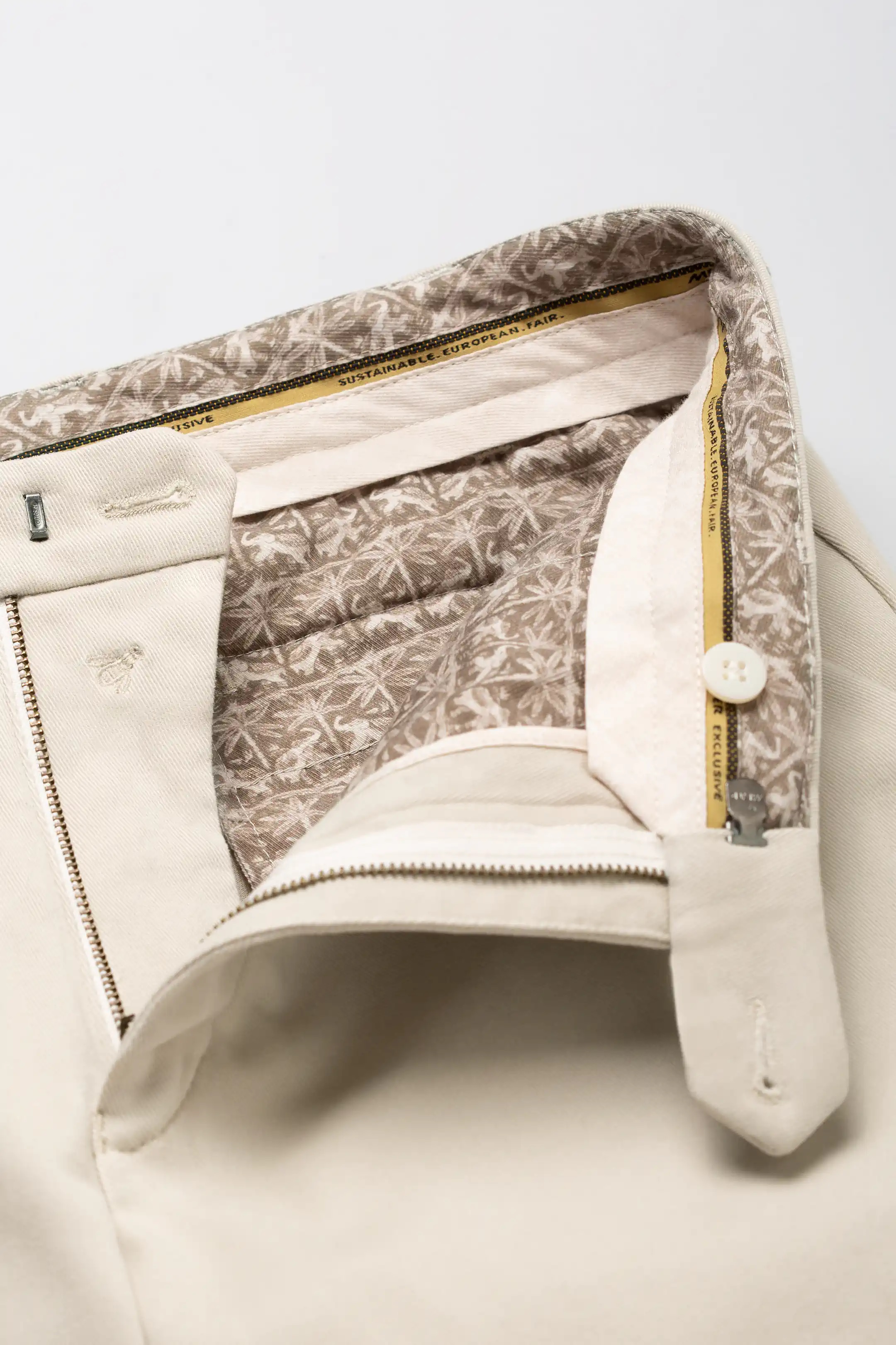 Beige (alabaster) chinos i Luxury Twill, och modern passform (Meyer / Bonn) (finns i strl 25) - 5