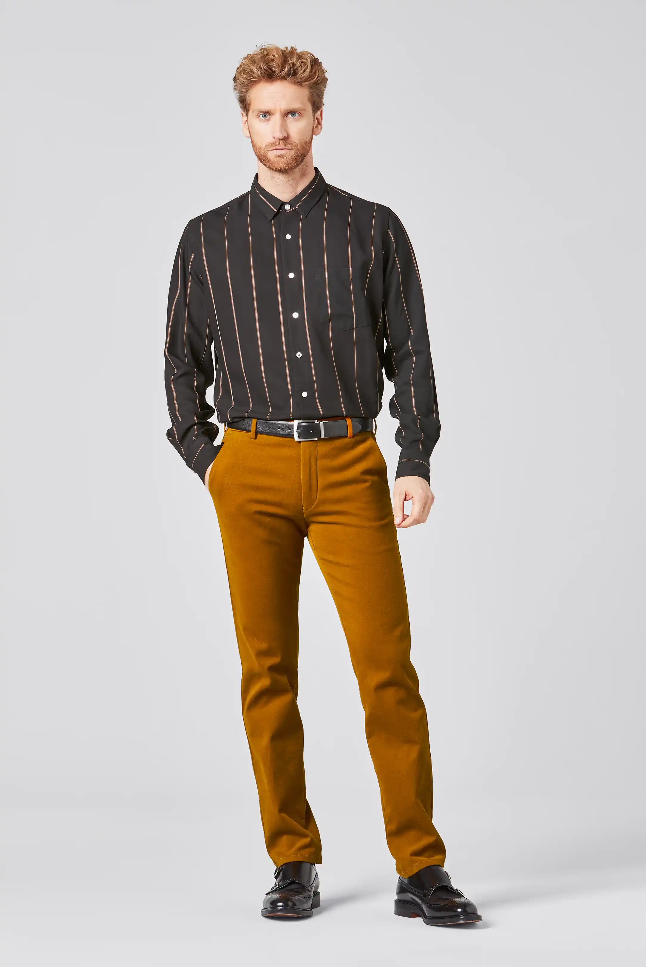 Bruna (cognac) chinos i Luxury Twill, och modern passform (Meyer / Bonn) (finns i strl 28) - 3