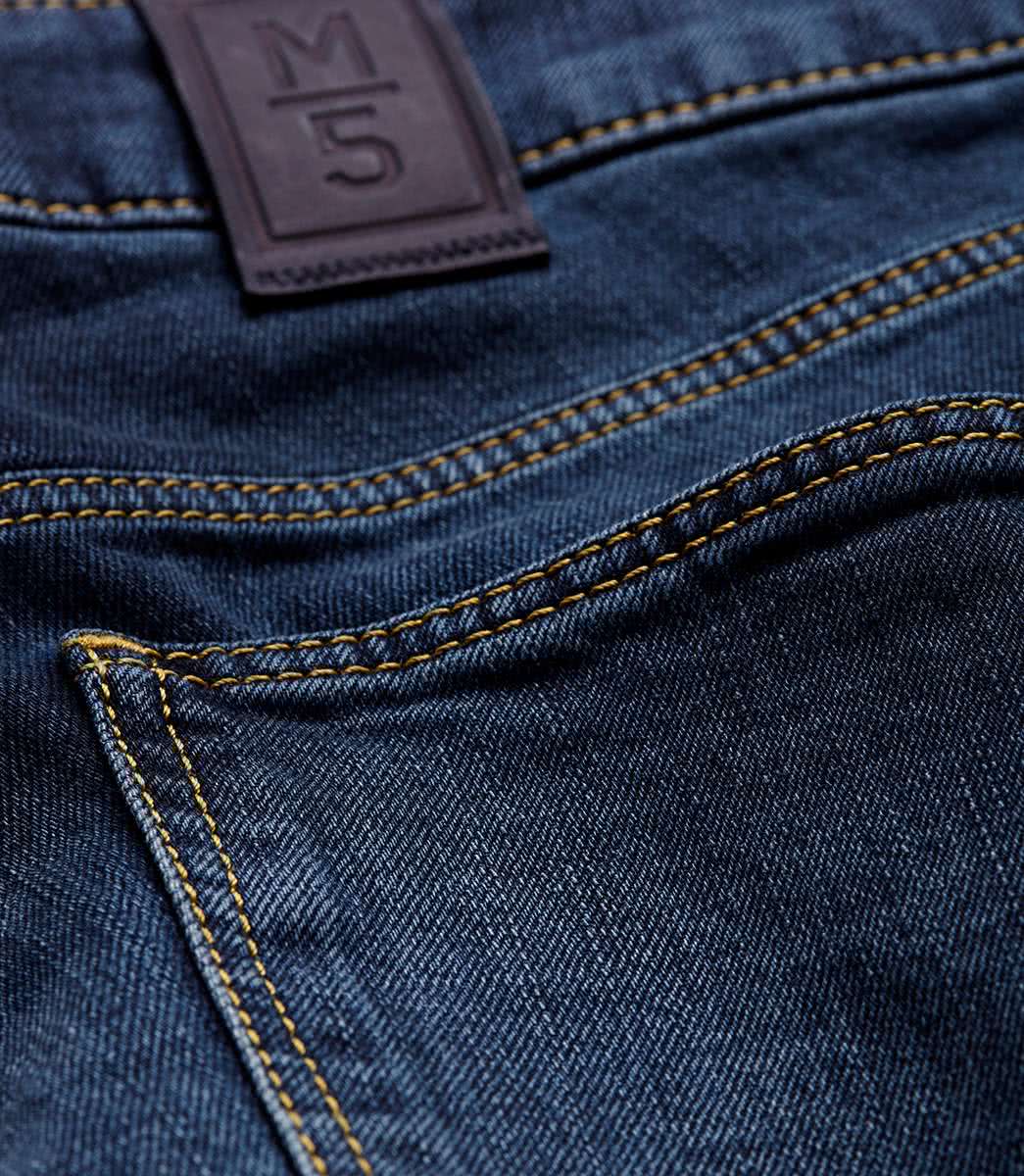 Blå (dark blue stone) stentvättade jeans i Stretch & modern passform (Meyer / M5) - 6