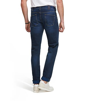 Blå (dark blue stone) stentvättade jeans i Stretch & modern passform (Meyer / M5)