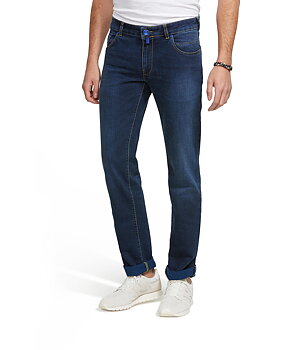 Blå (dark blue stone) stentvättade jeans i Stretch & modern passform (Meyer / M5)