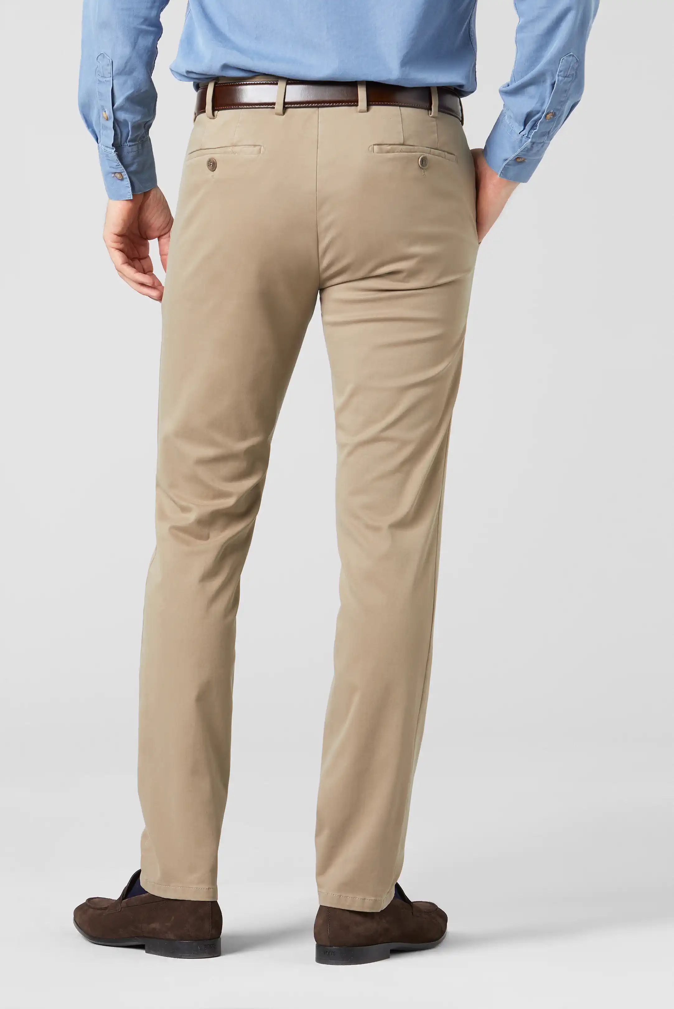 Beige chinos i Pima Satin och smal passform (Meyer / Tokyo) - 2