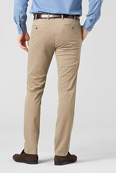 Beige chinos i Pima Satin och smal passform (Meyer / Tokyo)