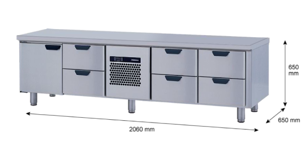 Porkka - Grillkylbänk GNL -  Kylaggregat, 4 Moduler - Mått: 2060 x 650 x 650mm - 14
