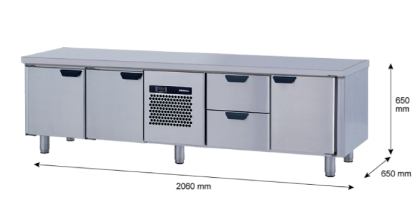 Porkka - Grillkylbänk GNL -  Kylaggregat, 4 Moduler - Mått: 2060 x 650 x 650mm - 4