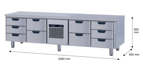 Porkka - Grillkylbänk GNL -  Kylaggregat, 4 Moduler - Mått: 2060 x 650 x 650mm - 69