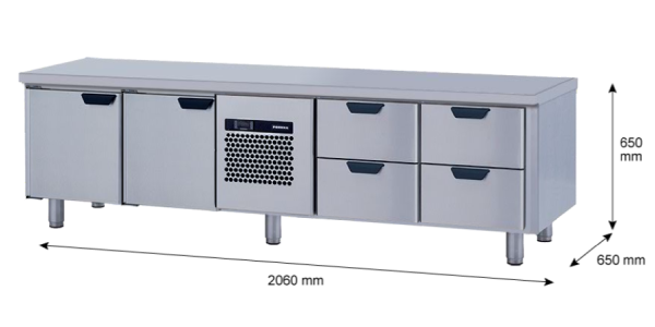 Porkka - Grillkylbänk GNL -  Kylaggregat, 4 Moduler - Mått: 2060 x 650 x 650mm - 5