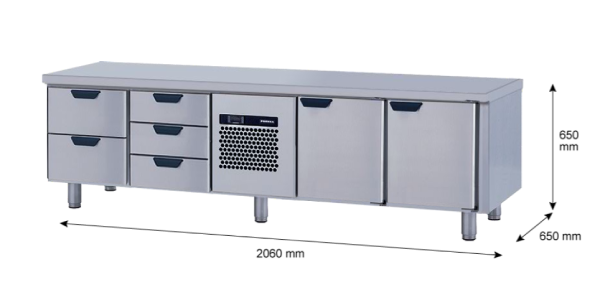 Porkka - Grillkylbänk GNL -  Kylaggregat, 4 Moduler - Mått: 2060 x 650 x 650mm - 46