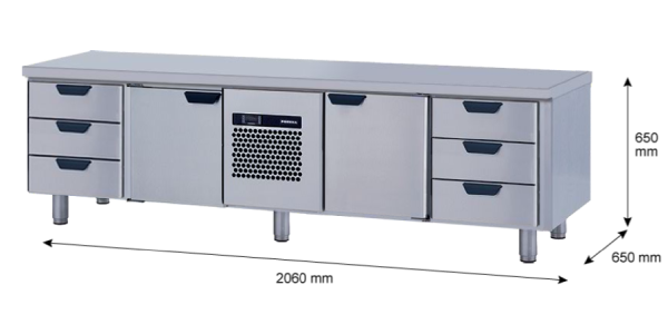 Porkka - Grillkylbänk GNL -  Kylaggregat, 4 Moduler - Mått: 2060 x 650 x 650mm - 57