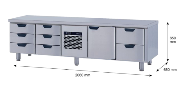 Porkka - Grillkylbänk GNL -  Kylaggregat, 4 Moduler - Mått: 2060 x 650 x 650mm - 74