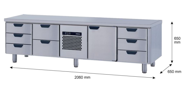 Porkka - Grillkylbänk GNL -  Kylaggregat, 4 Moduler - Mått: 2060 x 650 x 650mm - 66
