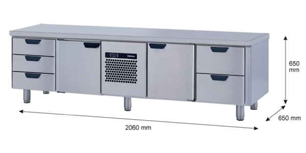 Porkka - Grillkylbänk GNL -  Kylaggregat, 4 Moduler - Mått: 2060 x 650 x 650mm - 56