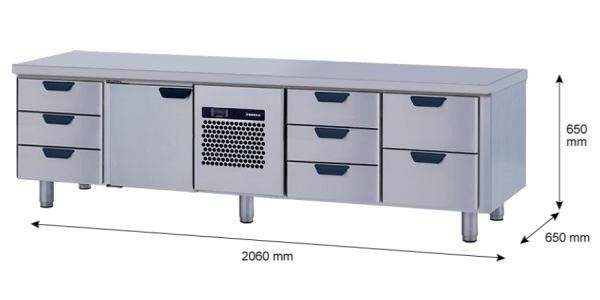 Porkka - Grillkylbänk GNL -  Kylaggregat, 4 Moduler - Mått: 2060 x 650 x 650mm - 62