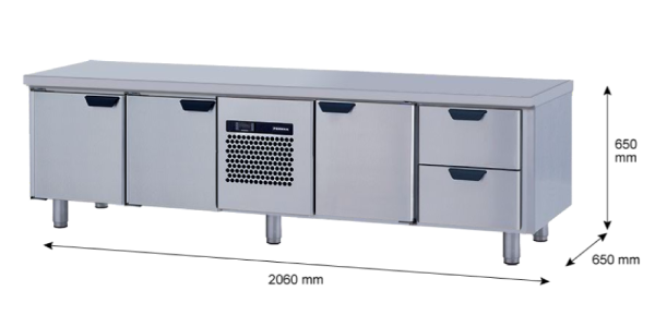 Porkka - Grillkylbänk GNL -  Kylaggregat, 4 Moduler - Mått: 2060 x 650 x 650mm - 2