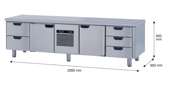 Porkka - Grillkylbänk GNL -  Kylaggregat, 4 Moduler - Mått: 2060 x 650 x 650mm - 30