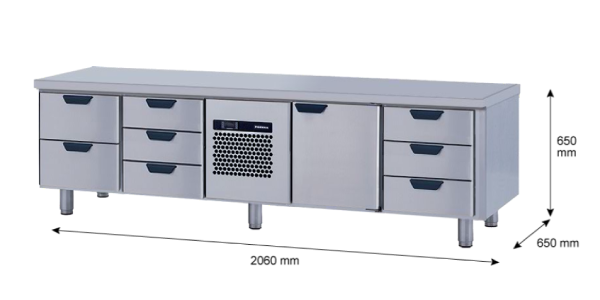 Porkka - Grillkylbänk GNL -  Kylaggregat, 4 Moduler - Mått: 2060 x 650 x 650mm - 48