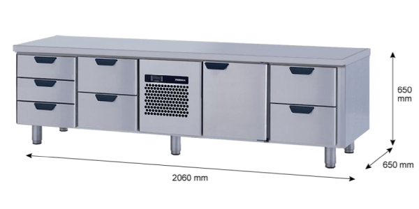Porkka - Grillkylbänk GNL -  Kylaggregat, 4 Moduler - Mått: 2060 x 650 x 650mm - 65
