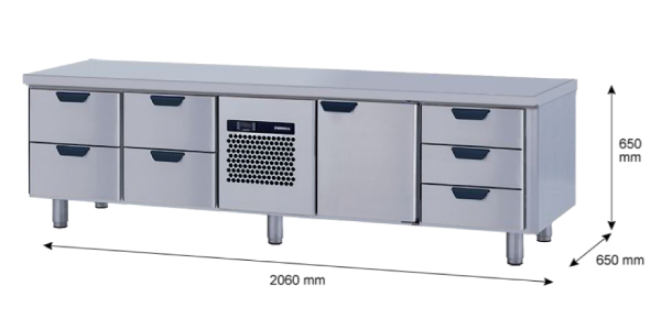 Porkka - Grillkylbänk GNL -  Kylaggregat, 4 Moduler - Mått: 2060 x 650 x 650mm - 39