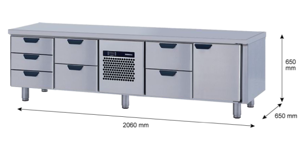 Porkka - Grillkylbänk GNL -  Kylaggregat, 4 Moduler - Mått: 2060 x 650 x 650mm - 67