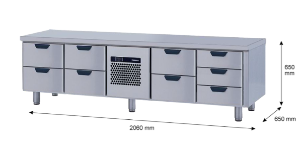 Porkka - Grillkylbänk GNL -  Kylaggregat, 4 Moduler - Mått: 2060 x 650 x 650mm - 42