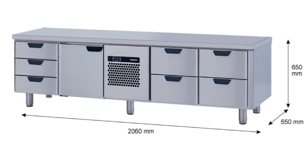 Porkka - Grillkylbänk GNL -  Kylaggregat, 4 Moduler - Mått: 2060 x 650 x 650mm - 59