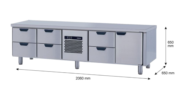 Porkka - Grillkylbänk GNL -  Kylaggregat, 4 Moduler - Mått: 2060 x 650 x 650mm - 40