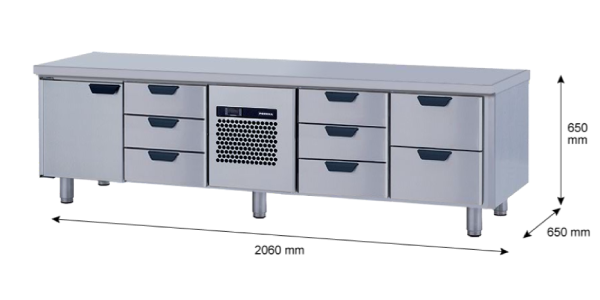 Porkka - Grillkylbänk GNL -  Kylaggregat, 4 Moduler - Mått: 2060 x 650 x 650mm - 26