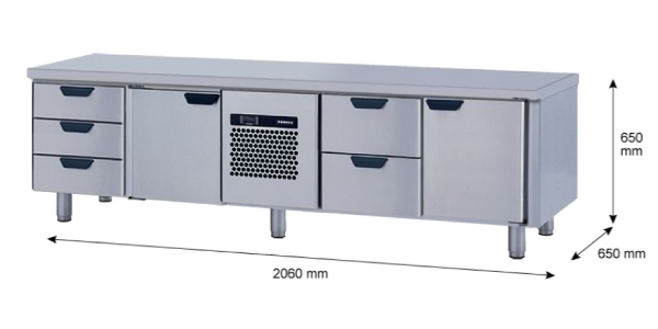 Porkka - Grillkylbänk GNL -  Kylaggregat, 4 Moduler - Mått: 2060 x 650 x 650mm - 58