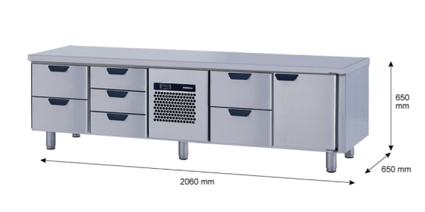 Porkka - Grillkylbänk GNL -  Kylaggregat, 4 Moduler - Mått: 2060 x 650 x 650mm - 49