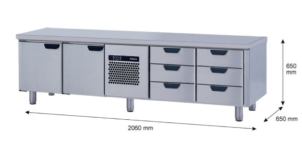 Porkka - Grillkylbänk GNL -  Kylaggregat, 4 Moduler - Mått: 2060 x 650 x 650mm - 9