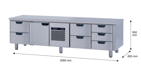 Porkka - Grillkylbänk GNL -  Kylaggregat, 4 Moduler - Mått: 2060 x 650 x 650mm - 33