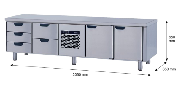 Porkka - Grillkylbänk GNL -  Kylaggregat, 4 Moduler - Mått: 2060 x 650 x 650mm - 64